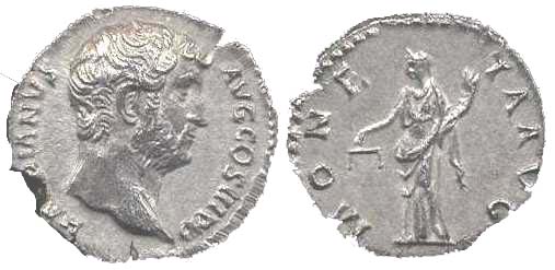 1567 Rome Hadrian Denarius AR