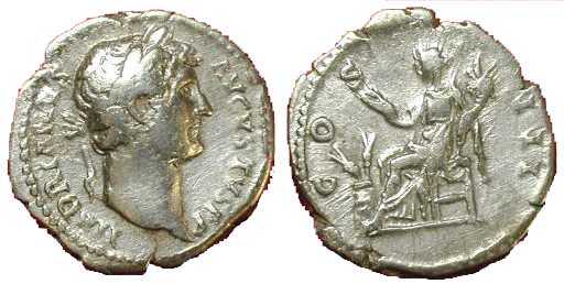 1858 Roma Hadrianus Denarius AR