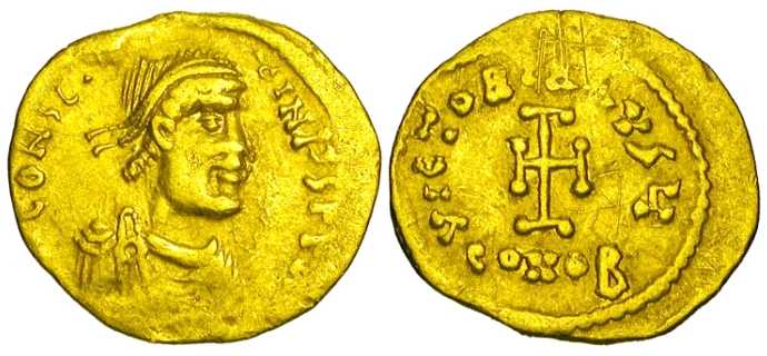 3896 Constans II Constantinopolis Imperium Byzantinum Tremissis AV