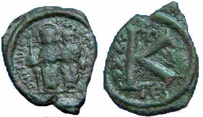 448 Iustinus II Thessalonice 20 Nummi AE