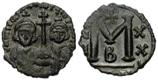 2196 Justinianus II 2nd Reign Constantinopolis Imperium Byzantinum Follis AE