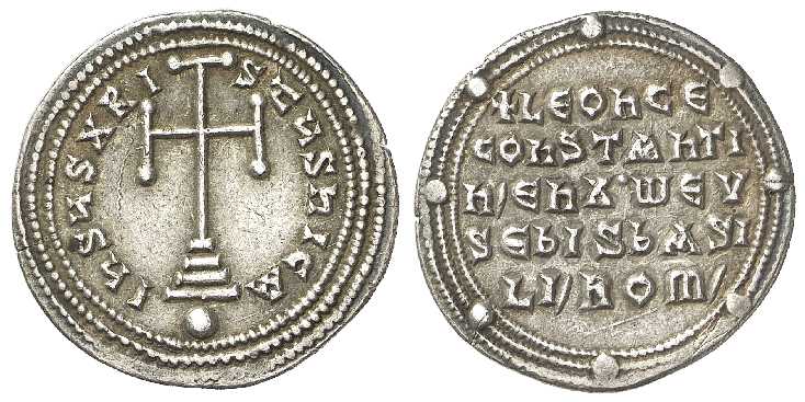 3989 Leo VI Constantinopolis Imperium Byzantinum Miliarense AR