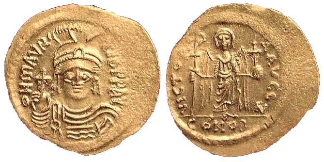 652 Mauricius Tiberius Constantinopolis Solidus AV