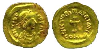 672 Mauricius Tiberius Constantinopolis Tremissis AV