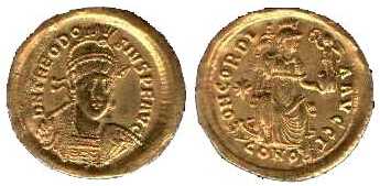 187 Byzantium Theodosius II Solidus AV