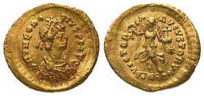 206 Byzantium Theodosius II Tremissis AV