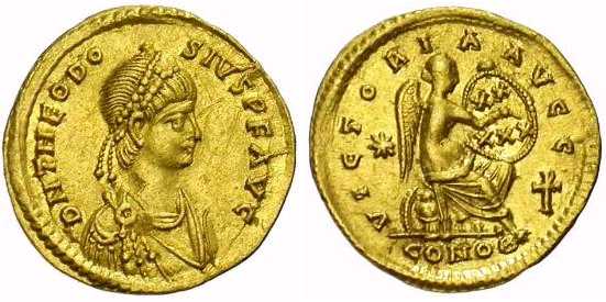 1546 Byzantine Theodosius II Semissis AV