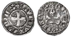4929 Gui II de la Roche Ducatus Athenae Denier BL