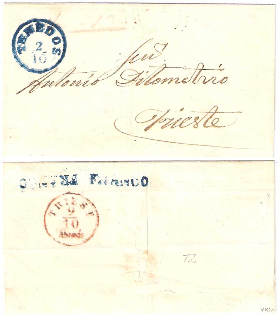 1840/1891 Austrian Offices in the Ottoman Empire, Tenedos, Prephilatelic cover