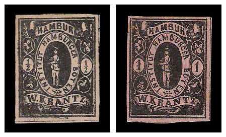 1863 Germany Private Mail Hamburg Mi A 6/7