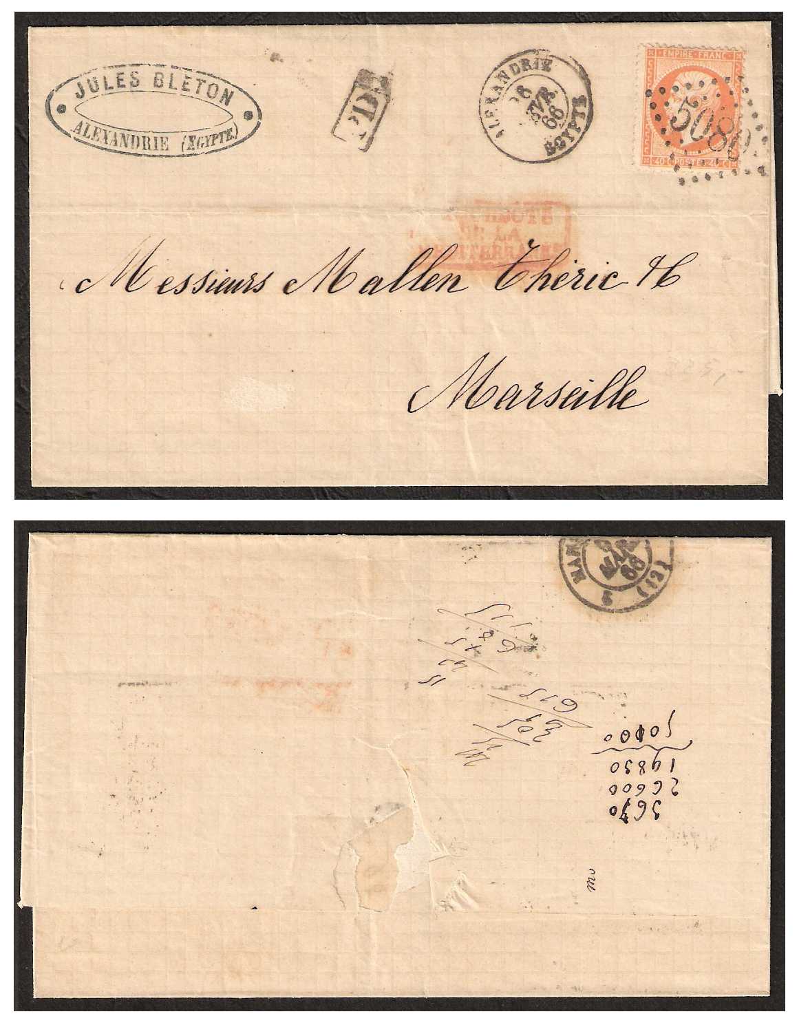 28.2.1866 Alexandrie Buereaux Francais