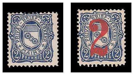 1886 Germany Private Mail Mainz Mi B 1/2
