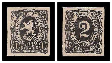8.1886 Germany Private Mail Heidelberg Mi A 2/3