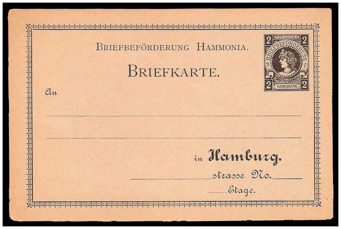 10.1886 Germany Private Mail Hamburg Mü D P1/P3