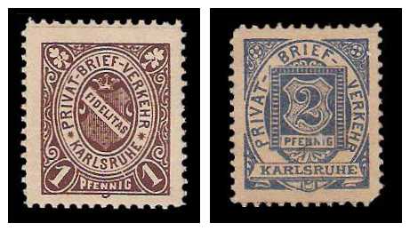 10.1886 Germany Private Mail Karlsruhe Mi A 1/6