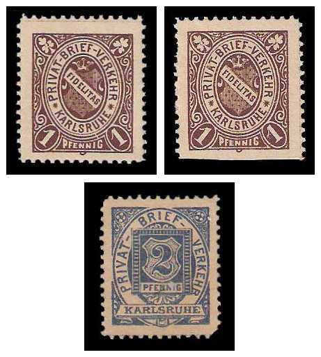 10.1886 Germany Private Mail Karlsruhe Mi A 1/6 collection 01