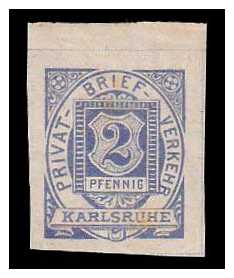10.1886 Germany Private Mail Karlsruhe Mi A 1/6 collection 03