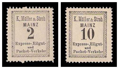 10.1886 Germany Private Mail Mainz Mi A 1/2