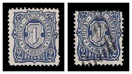 10.1886 Germany Private Mail Mannheim Mi A 1/2 collection 01