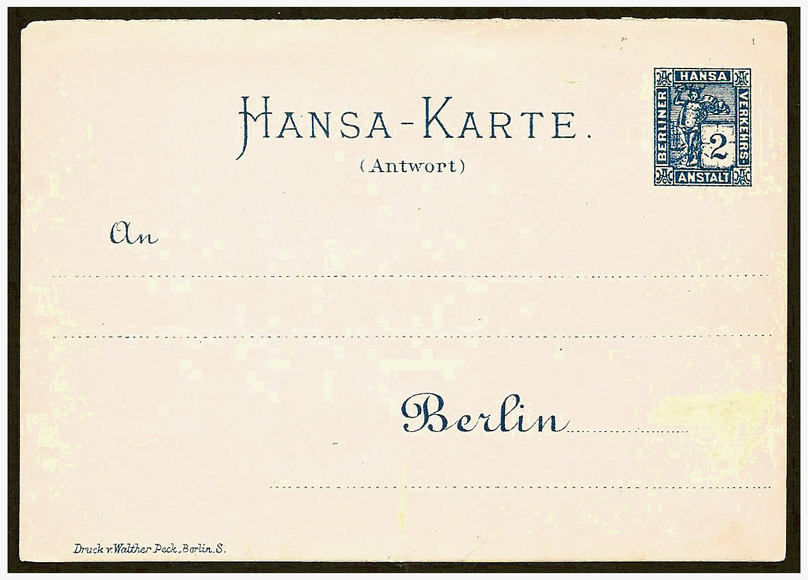 24.11.1886 Germany Private Mail Berlin Mi D 1/3 collection 023