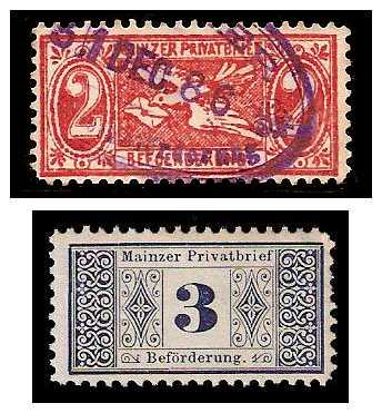 12.1886 Germany Private Mail Mainz Mi C 2/3