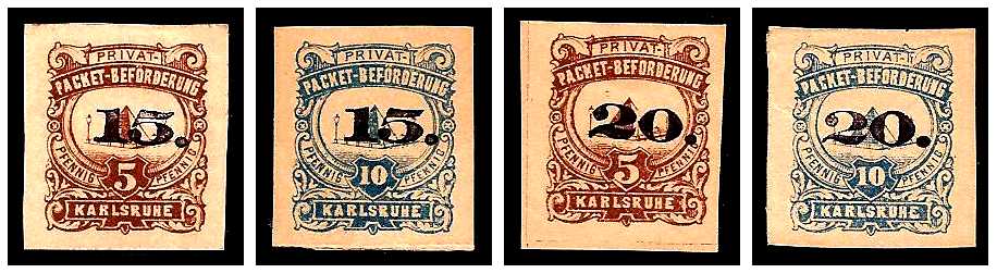 1887 Germany Private Mail Karlsruhe Mi B 8/11