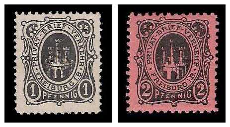 2.1887 Germany Private Mail Freiburg Mi A 4/5