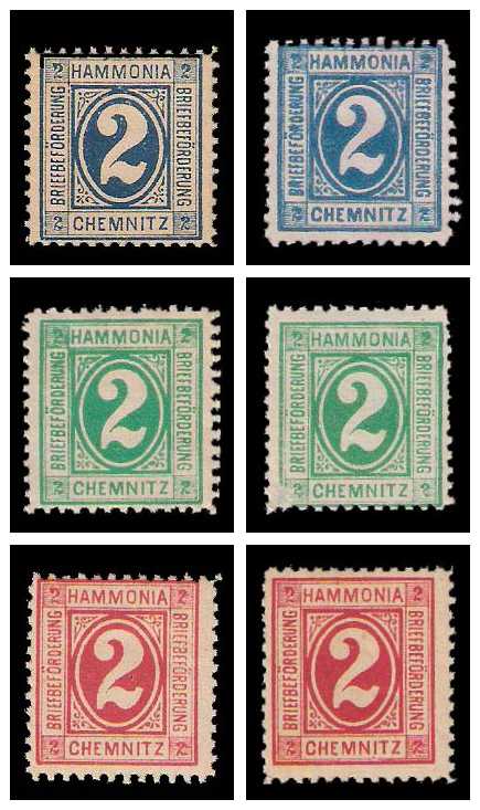 3.1887 Germany Private Mail Chemnitz Mi A 7/9 collection 01