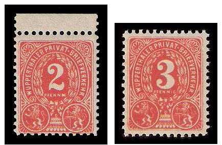 4.1887 Germany Private Mail Wuppertal Mi 6/7