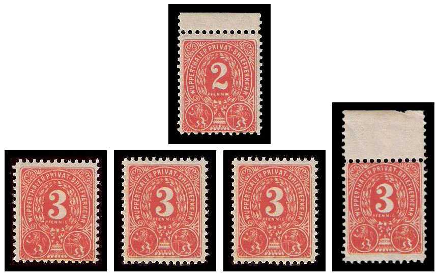 4.1887 Germany Private Mail Wuppertal Mi 6/7 collection 01
