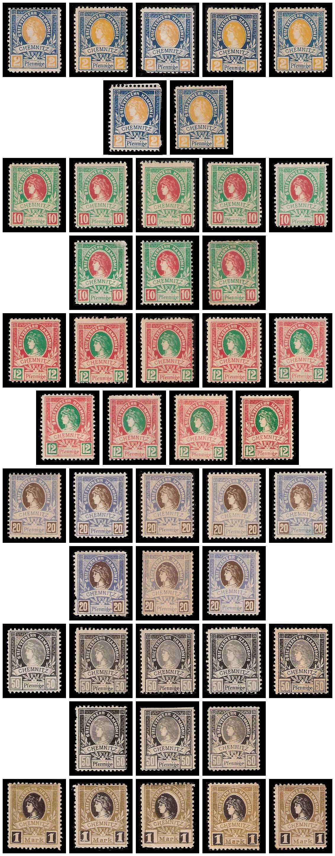 5.1887 Germany Private Mail Chemnitz Mi A 22/27 collection 01