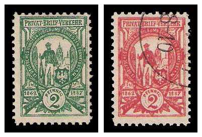 6.1887 Germany Private Mail Frankfurt a.M. Mi A 8/9