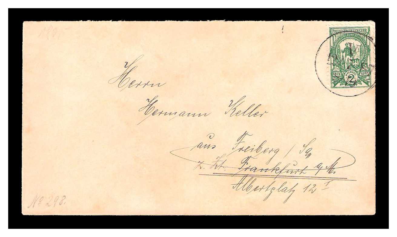 6.1887 Germany Private Mail Frankfurt a.M. Mi A 8/9 cover 2