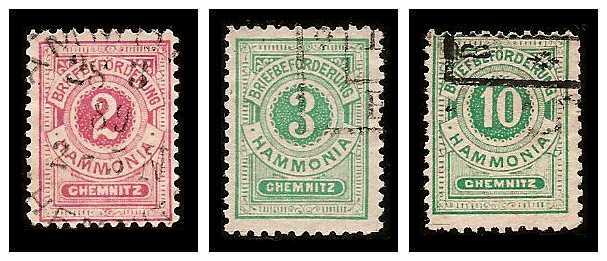 7.1887 Germany Private Mail Chemnitz Mi A 29/31