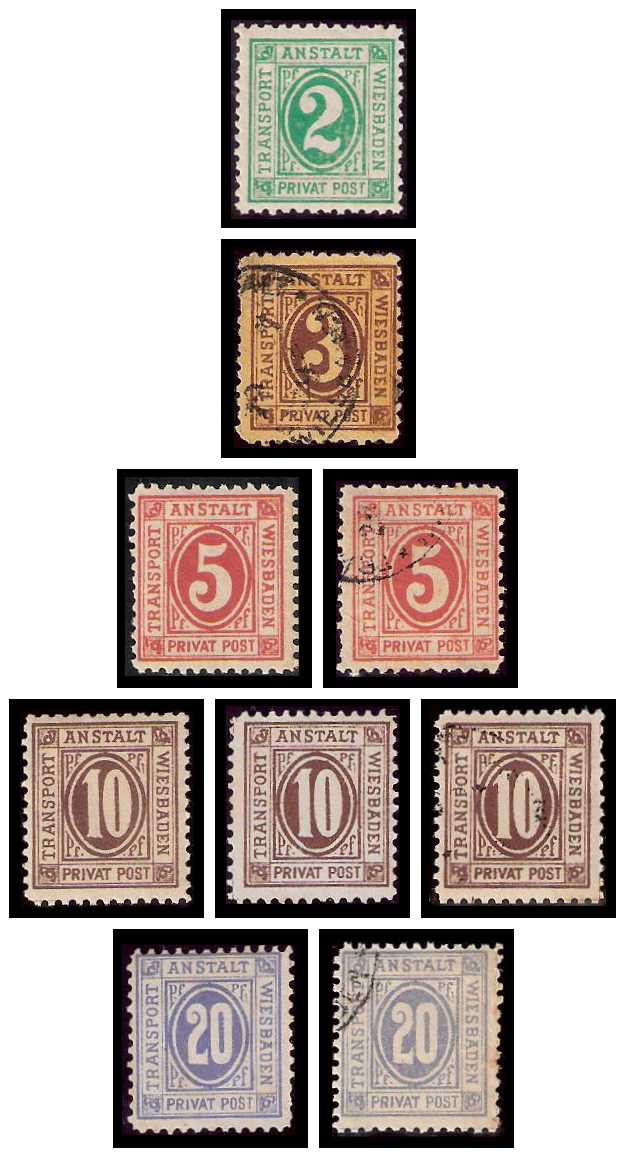 7.1887 Germany Private Mail Wiesbaden Mi 18/22 collection 01