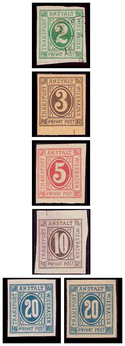 7.1887 Germany Private Mail Wiesbaden Mi 18/22 collection 02