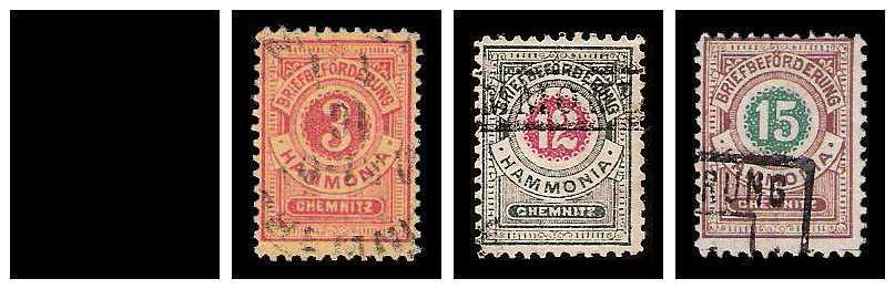 8./9.1887 Germany Private Mail Chemnitz Mi A 29/31