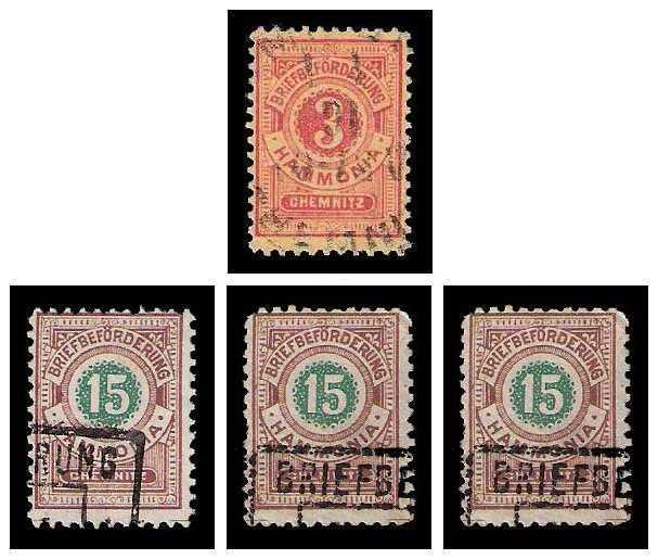 8./9.1887 Germany Private Mail Chemnitz Mi A 29/31 collection 01
