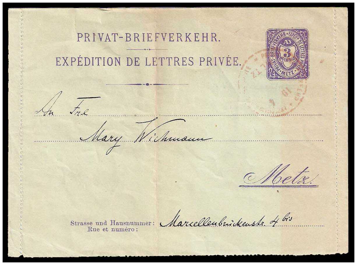 8.1887 Germany Private Mail Metz Mü A LC/ K 2