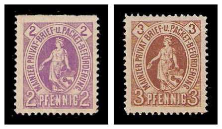 10.1887 Germany Private Mail Mainz Mi C 11/12