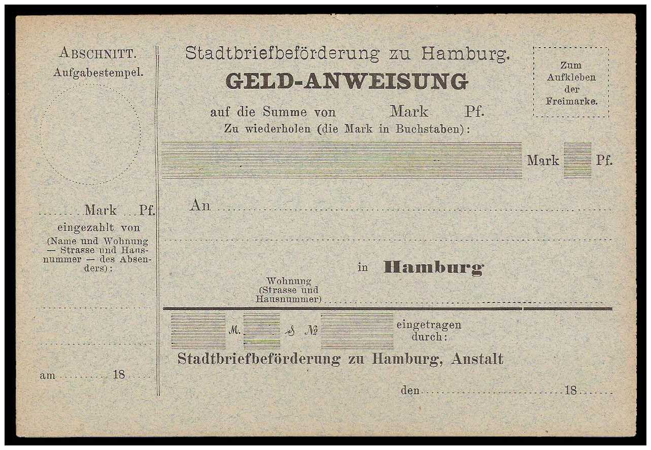 1888 Germany Private Mail Hamburg Mü D APF1