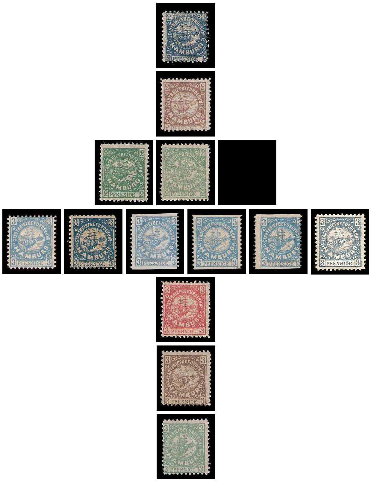 1888/1889 Germany Private Mail Hamburg Mi D 38/45 collection 01