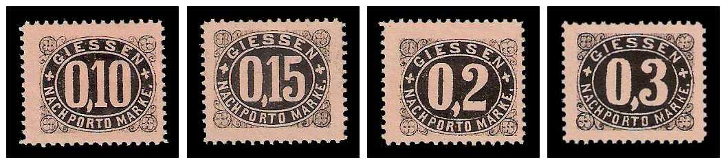 2./3.1887 Germany Private Mail Gießen Mi 36/39