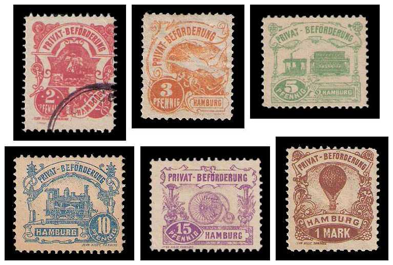 3.1888 Germany Private Mail Hamburg Mi E 11/16