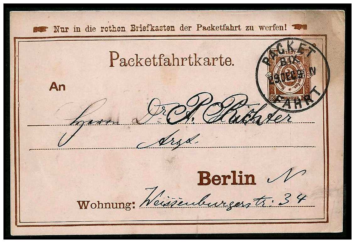 12.1889 Germany Private Mail Berlin Mi B MzE PC 30 obv