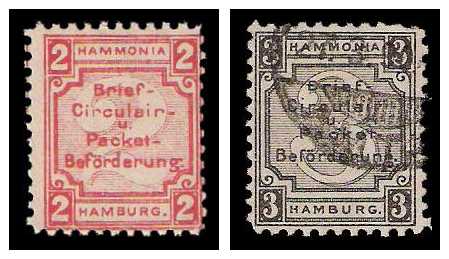 12.1889 Germany Private Mail Hamburg Mi E 38/39