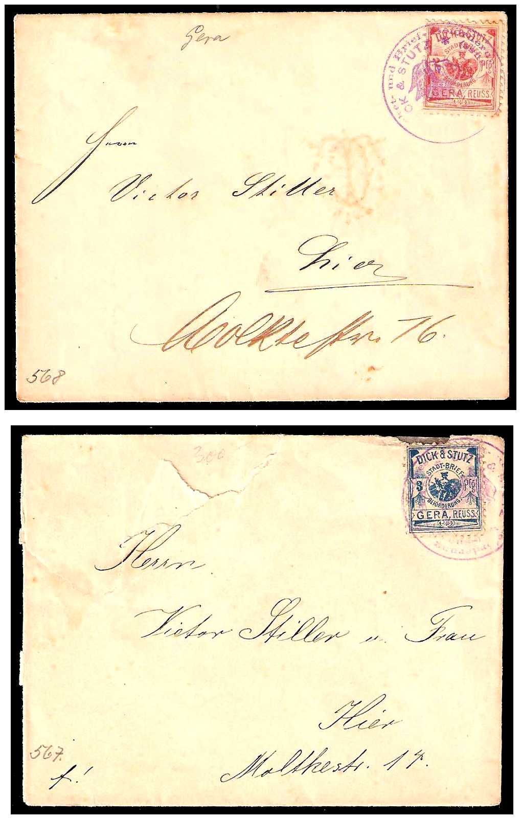 11.1890 Germany Private Mail Gera Mi B 11/12 collection 01