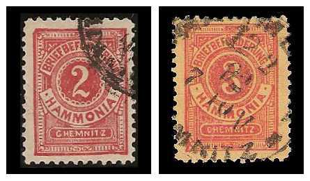 1892 Germany Private Mail Chemnitz Mi A 40/41