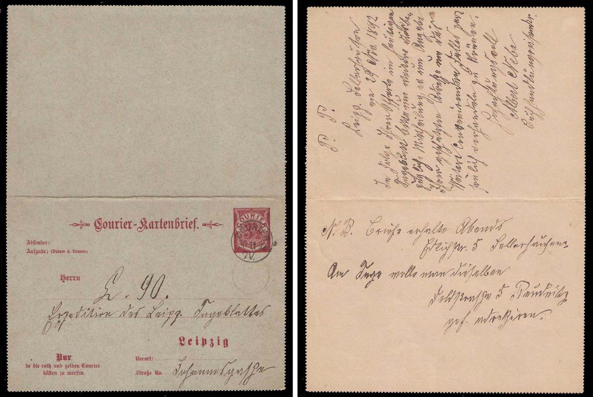 8.1892 Germany Private Mail Leipzig Mü LC1 collection 01
