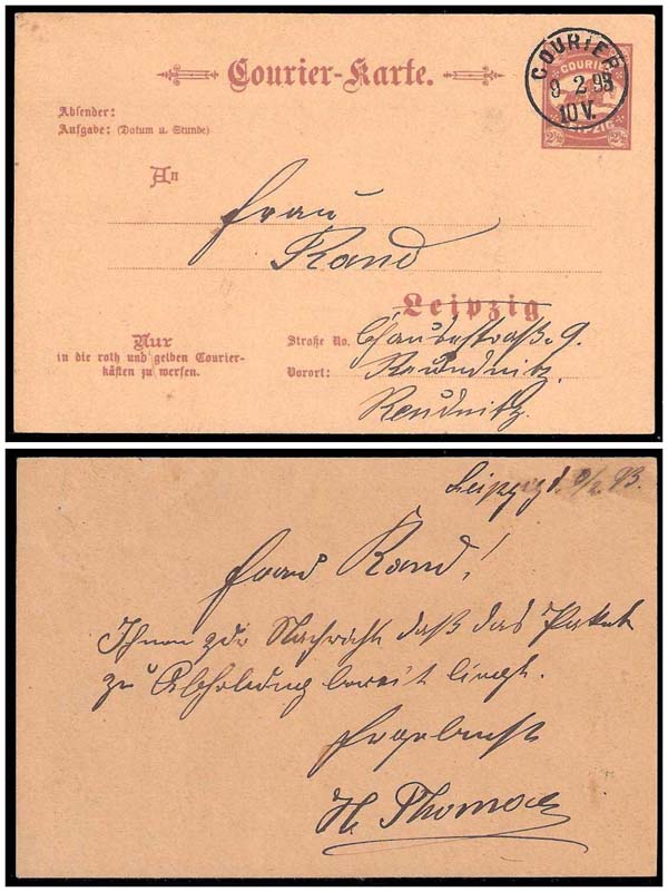 1.12.1892 Germany Private Mail Leipzig Mü PC8 collection